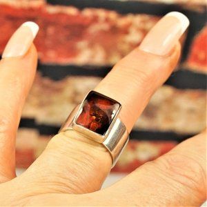 BALTIC AMBER STERLING RING 6.75, UNISEX GIFT, MOTHER'S DAY GIFT